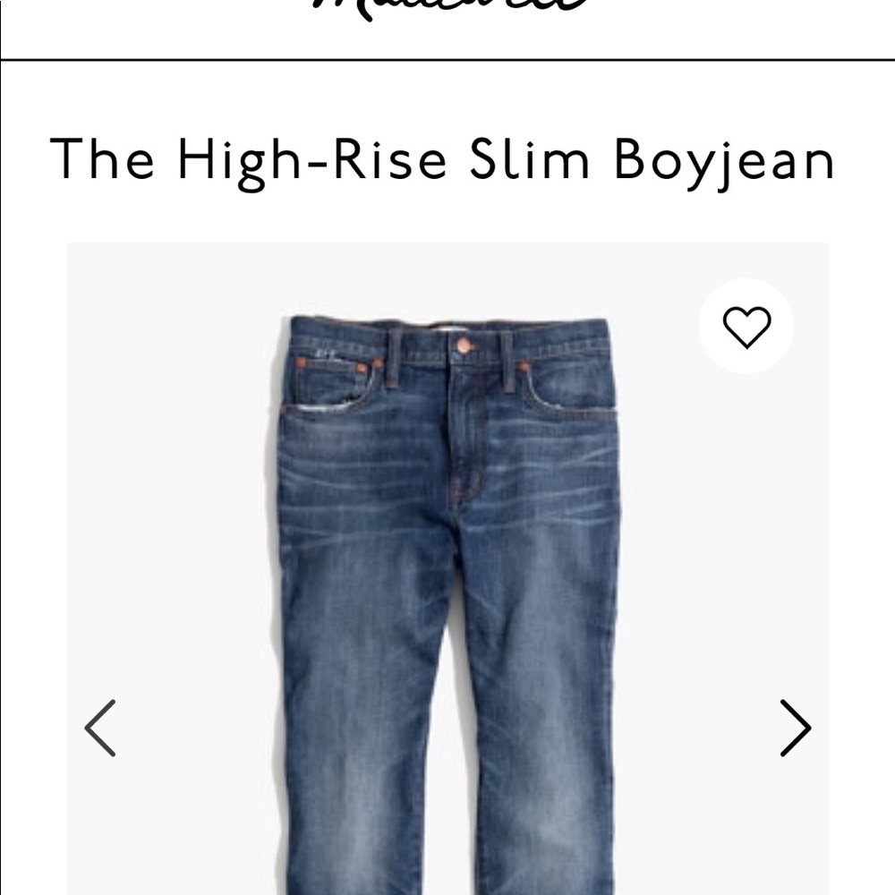 Madewell high-rise slim boyjeans. Like new.